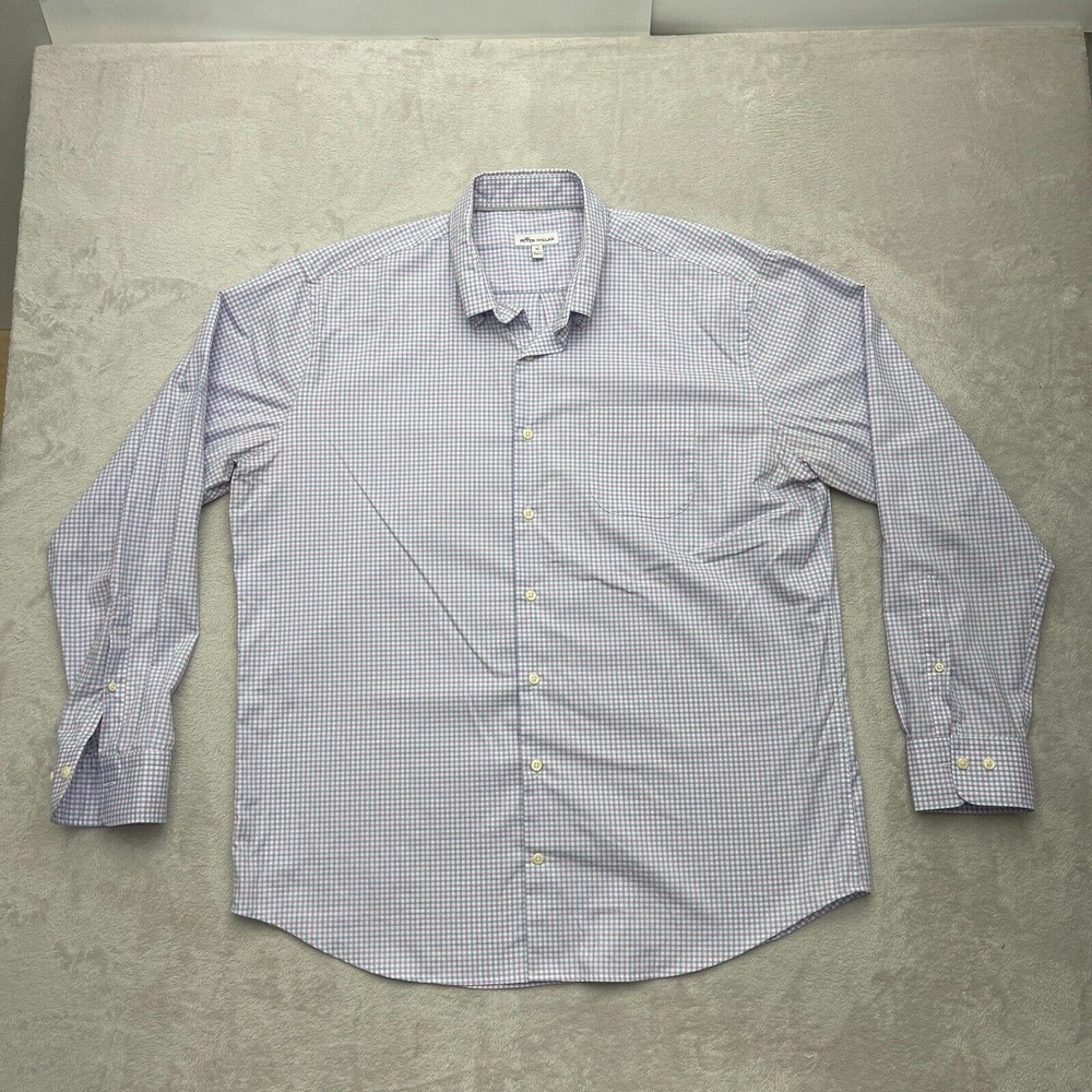 Peter Millar Crown Men's Crown Ease Platte Sport Shirt XL Blue Long Sleeve